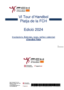 Informació General VI Tour Handbol Platja de la FCH (inclou calendari i seus) Edició 2024